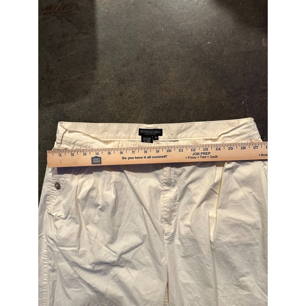 J Peterman Company Pants Mens 36 Cream Pleated Cotton Travel Trousers - Picture 3 of 5